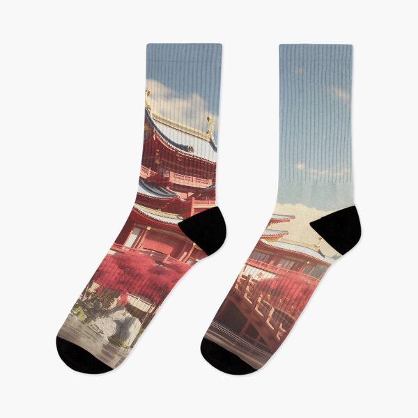 Item preview, Templo japonés sereno al atardecer designed and sold by GreenInkXpress.