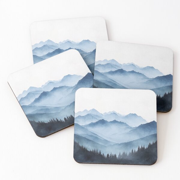 Item preview, Blue Watercolor Mountains Landscape designed and sold by NicolasGlowArt.