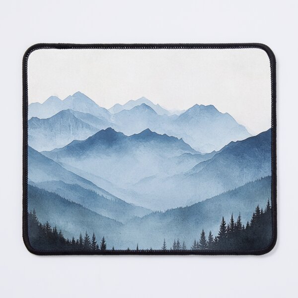 Item preview, Blue Watercolor Mountains Landscape designed and sold by NicolasGlowArt.