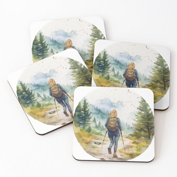 Item preview, Hiking Girl On Trail, Mountains designed and sold by NicolasGlowArt.