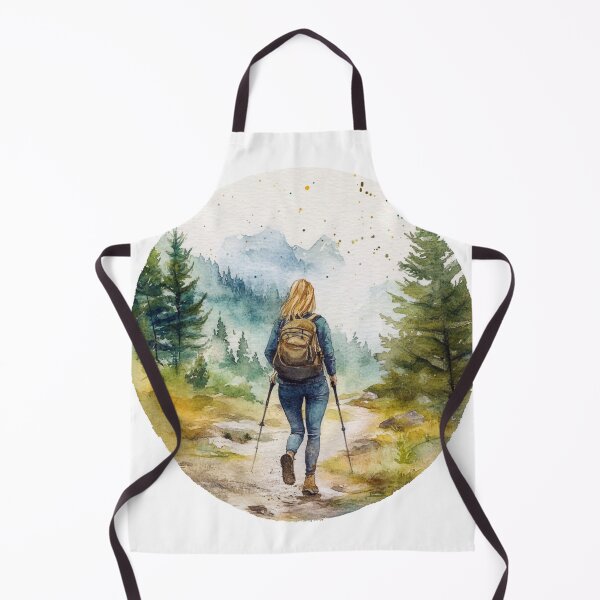Item preview, Hiking Girl On Trail, Mountains designed and sold by NicolasGlowArt.