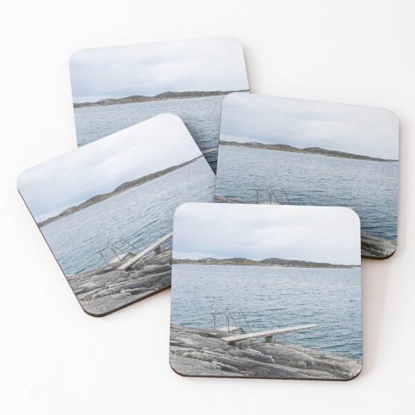 Item preview, A diving board on the rocks in Norway - cold sea summer swimming - nature and travel photography designed and sold by Christa Stroo Photography.