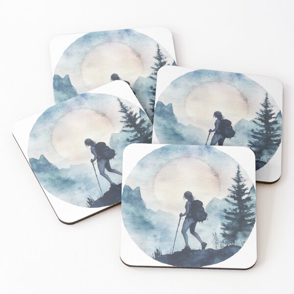 Item preview, Girl Hiking In Mountains, Landscape designed and sold by NicolasGlowArt.