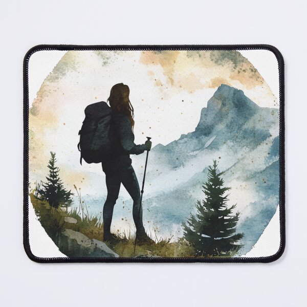 Item preview, Woman On Trail Mountains designed and sold by NicolasGlowArt.