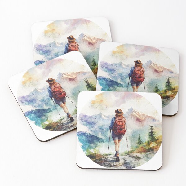 Item preview, Colorful Mountains, Hiking Woman Landscape designed and sold by NicolasGlowArt.