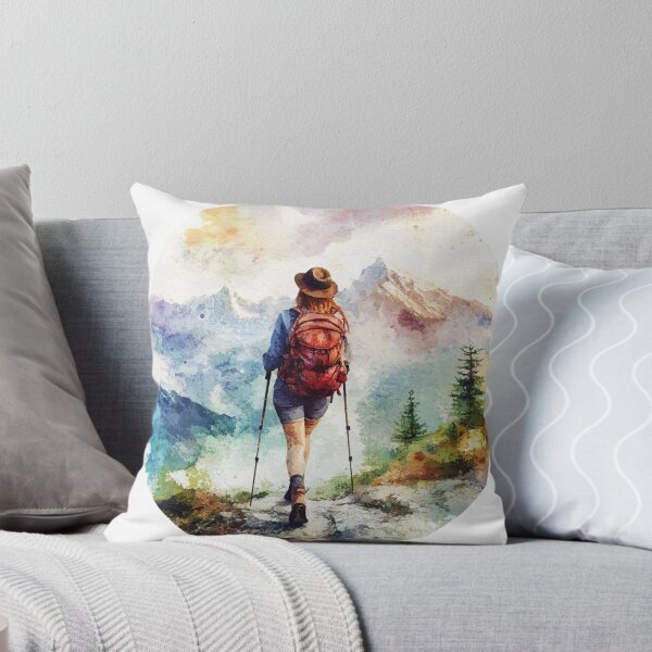 Item preview, Colorful Mountains, Hiking Woman Landscape designed and sold by NicolasGlowArt.