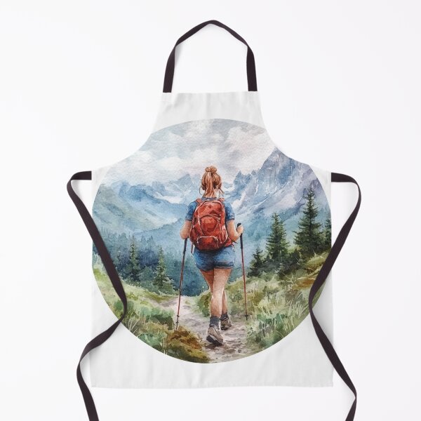 Item preview, Watercolor Girl Hiking In Mountains designed and sold by NicolasGlowArt.