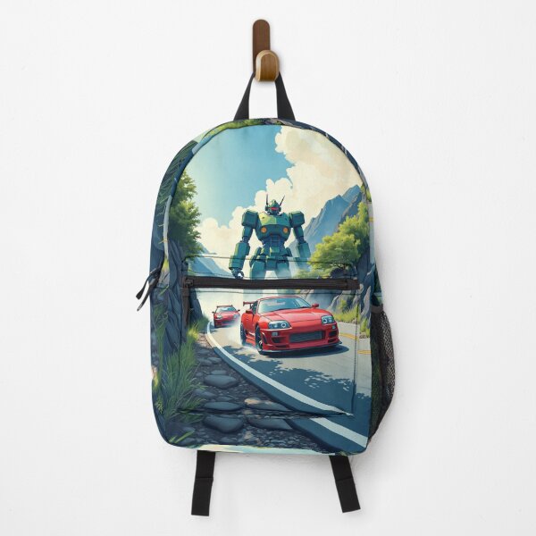 Item preview, Japanese Race Cars Drifting Past a Giant Robot - Car Culture designed and sold by Design Raptor.
