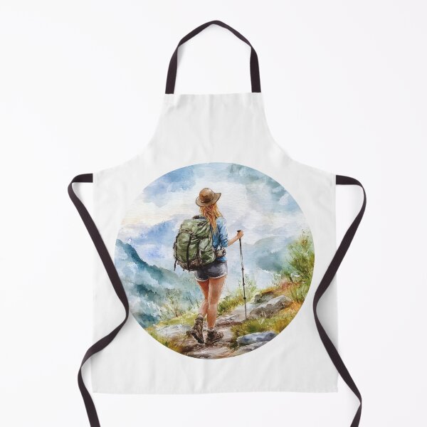 Item preview, Blonde Woman Hiking, Mountains Landscape designed and sold by NicolasGlowArt.