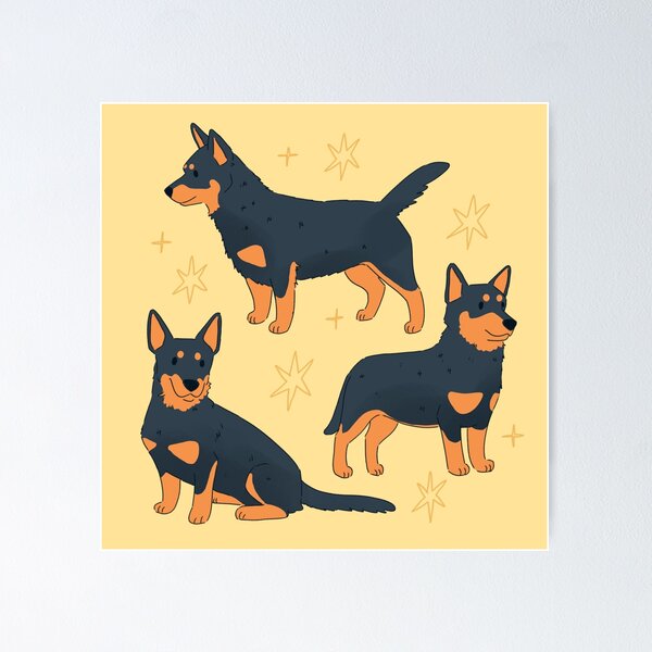 Item preview, Lancashire Heeler dog trio illustration  designed and sold by YaraCuteArt.