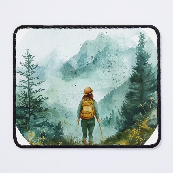 Item preview, Lady In Mountains,Watercolor Landscape designed and sold by NicolasGlowArt.