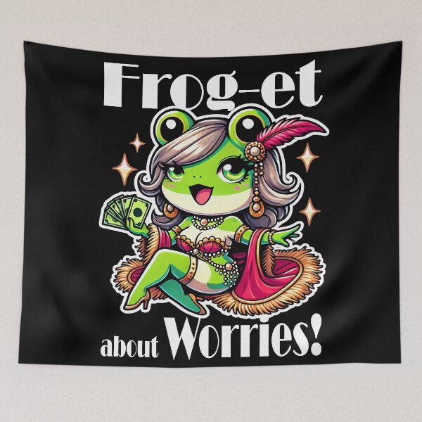 Item preview, "Frog-et about Worries!" by LaLi Designs - Whimsical Frog Art designed and sold by LaLi-Designs.