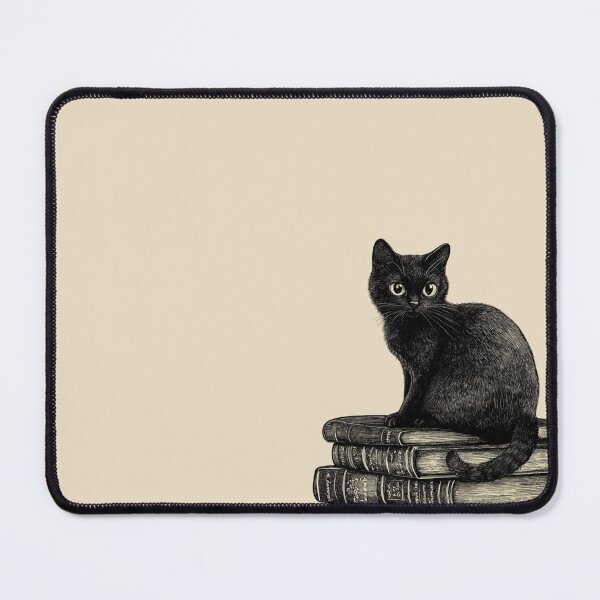 Item preview, Black Cat and Books - Large Image Light Background designed and sold by msliewdesign.