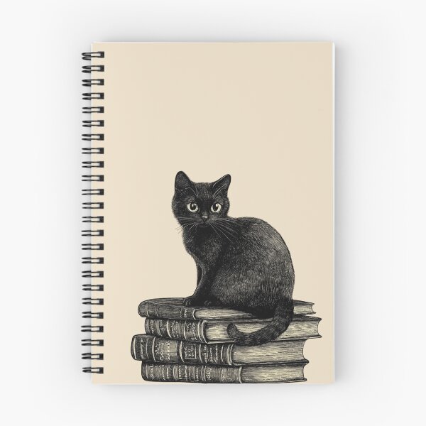 Item preview, Black Cat and Books - Large Image Light Background designed and sold by msliewdesign.