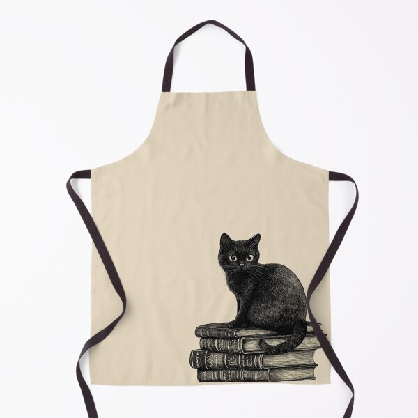 Item preview, Black Cat and Books - Large Image Light Background designed and sold by msliewdesign.