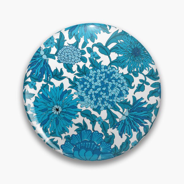 Item preview, Retro Chrysanthemums, Blue on White Background designed and sold by Alex  Blud.