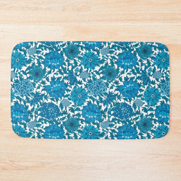 Item preview, Retro Chrysanthemums, Blue on White Background designed and sold by Alex  Blud.