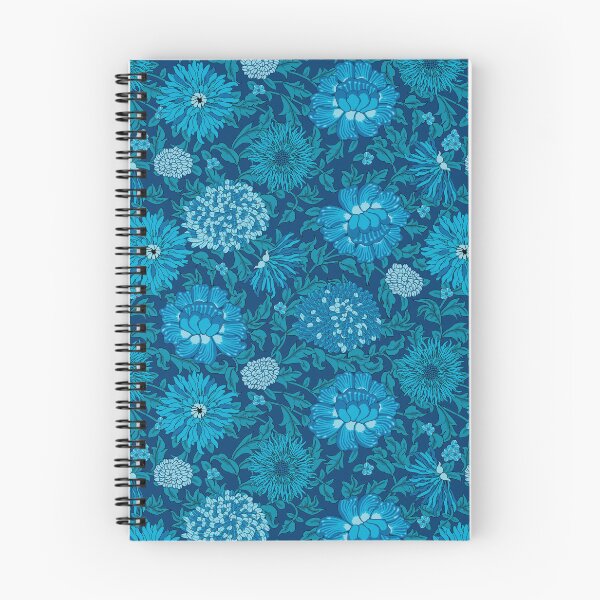 Item preview, Retro Chrysanthemums, Blue on blue background designed and sold by Alex  Blud.