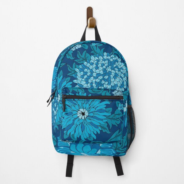 Item preview, Retro Chrysanthemums, Blue on blue background designed and sold by Alex  Blud.