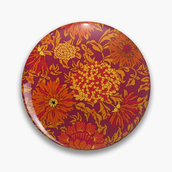 Item preview, Retro Chrysanthemums, Red on a red background designed and sold by Alex  Blud.