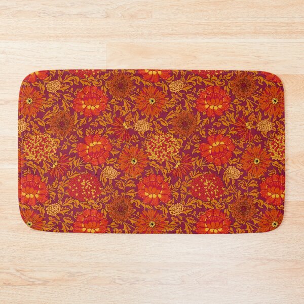 Item preview, Retro Chrysanthemums, Red on a red background designed and sold by Alex  Blud.