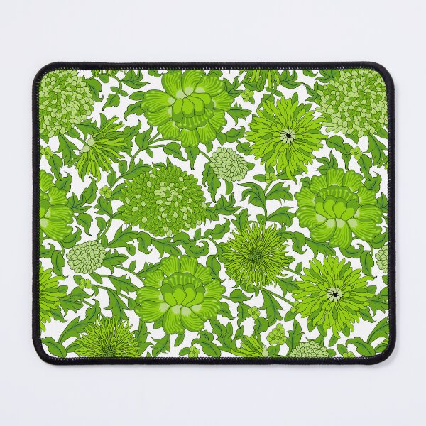 Item preview, Retro Chrysanthemums, Green on white background designed and sold by Alex Blud.