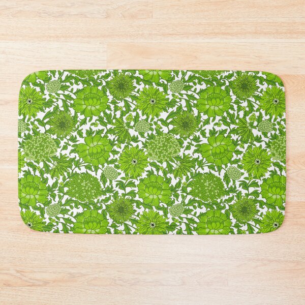 Item preview, Retro Chrysanthemums, Green on white background designed and sold by Alex  Blud.