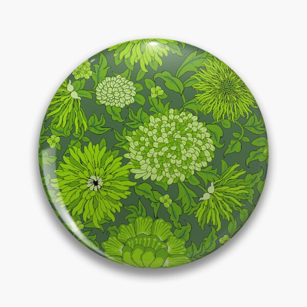 Item preview, Retro Chrysanthemums, Green on green background designed and sold by Alex  Blud.