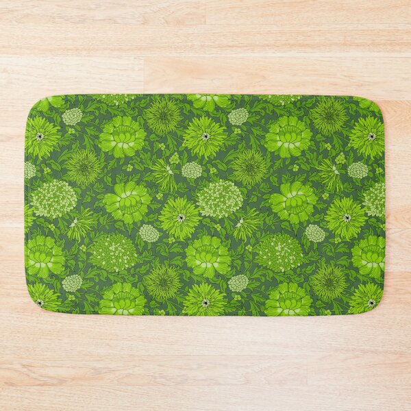 Item preview, Retro Chrysanthemums, Green on green background designed and sold by Alex  Blud.