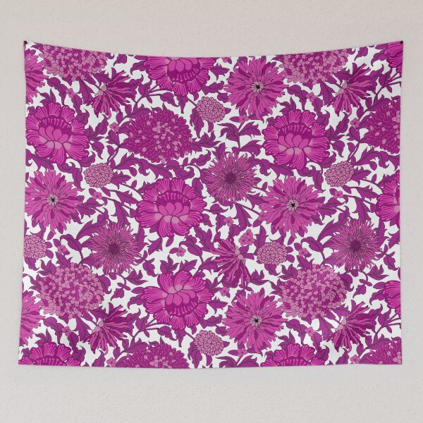 Item preview, Retro Chrysanthemums, Dark lilac on a white background designed and sold by Alex  Blud.
