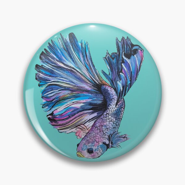 Item preview, Blue beta fish watercolour painting print aqua designed and sold by CreativelySophG.