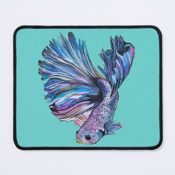 Item preview, Blue beta fish watercolour painting print aqua designed and sold by CreativelySophG.