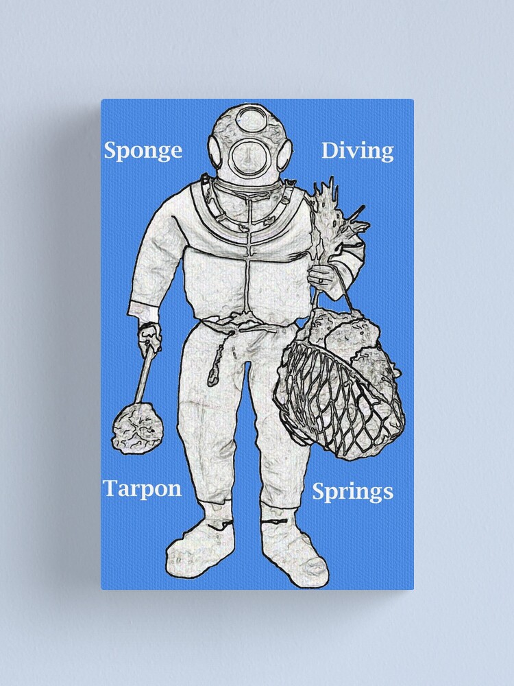 "Vintage Tarpon Springs Sponge Diver with Diving Helmet" Canvas Print by urmaddad Redbubble