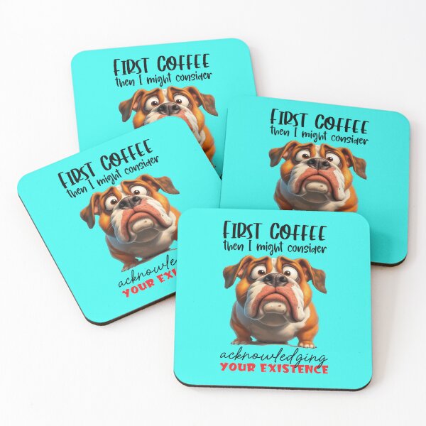 Item preview, Funny grumpy bulldog with a sarcastic quote about coffee designed and sold by LoneAngel.