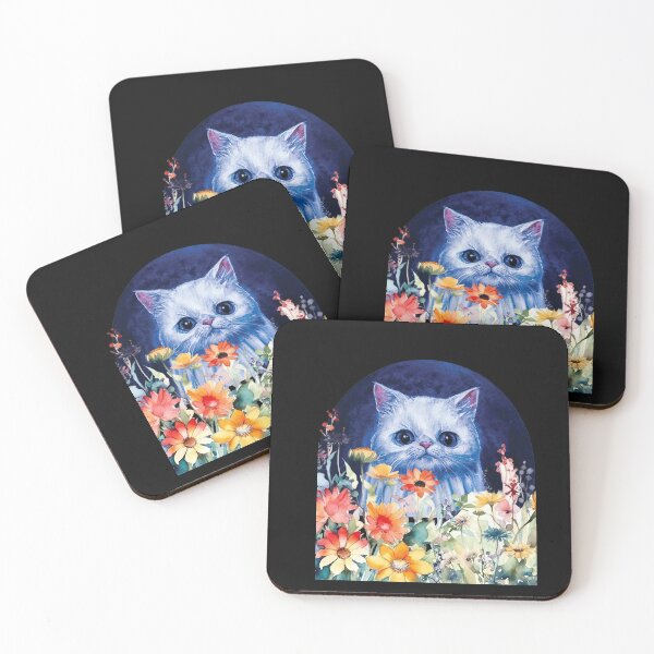 Item preview, Cat Halloween Ghost Cat Ghost Flowers  designed and sold by MarcelooArt.