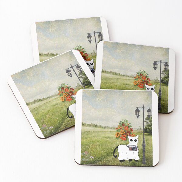 Item preview, Cat Halloween Ghost Cat Ghost Flowers  designed and sold by MarcelooArt.