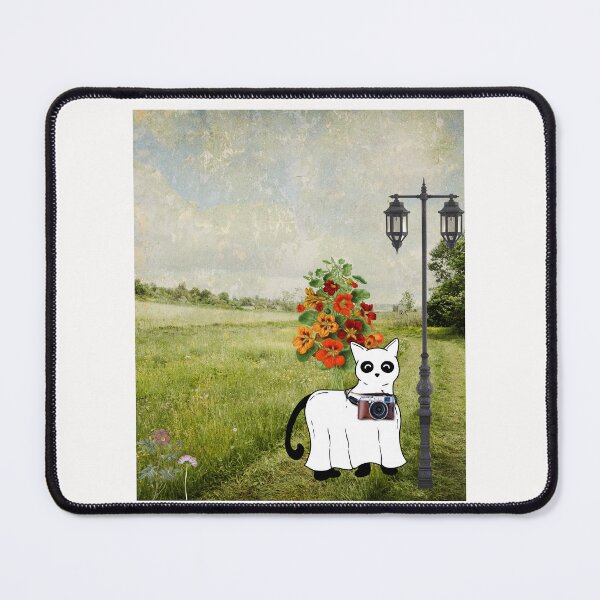Item preview, Cat Halloween Ghost Cat Ghost Flowers  designed and sold by MarcelooArt.