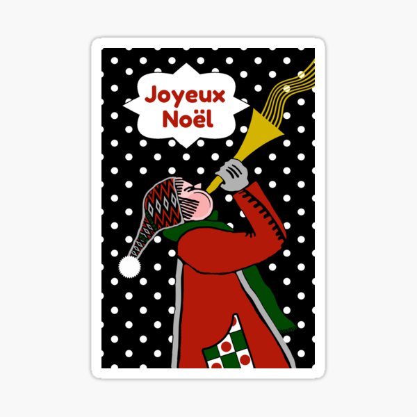 Aperçu de l'œuvre Joyeux Noel Trompette de Noël française sous la neige créée et vendue par ShoaffBallanger.