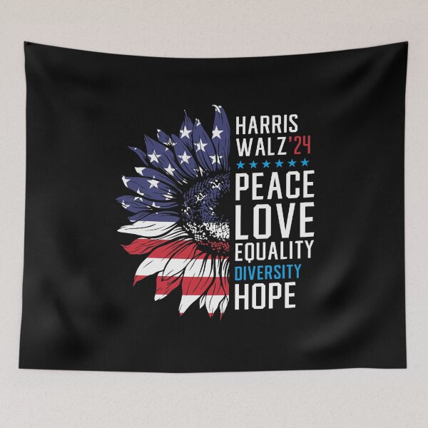 Artikelvorschau, Kamala Harris Frieden Liebe Gleichheit Hoffnung Vielfalt Harris Walz entworfen und verkauft von vestalshop.