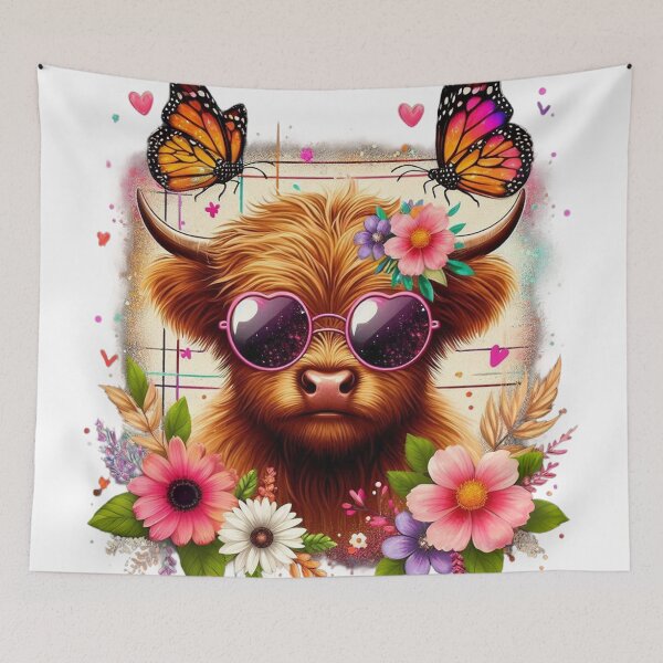 Item preview, Cool Highland Cow, Butterfly designed and sold by deniz kaya.