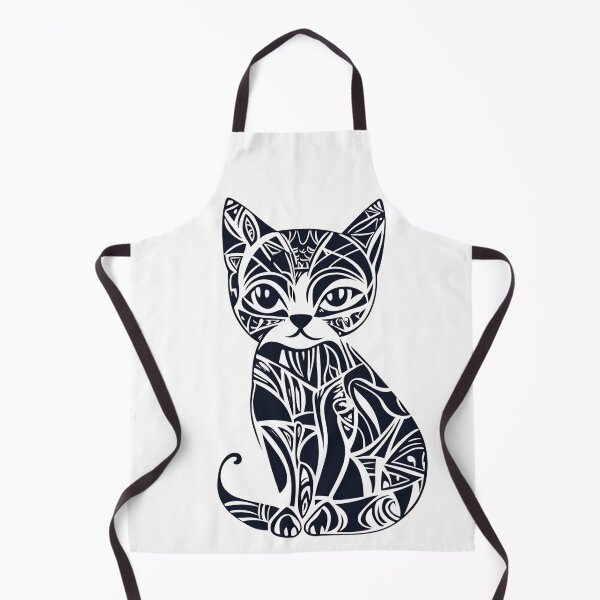 Item preview, Cute kitten in black and white, using abstract shapes with both filled and line styles. designed and sold by FreedomArtShop.
