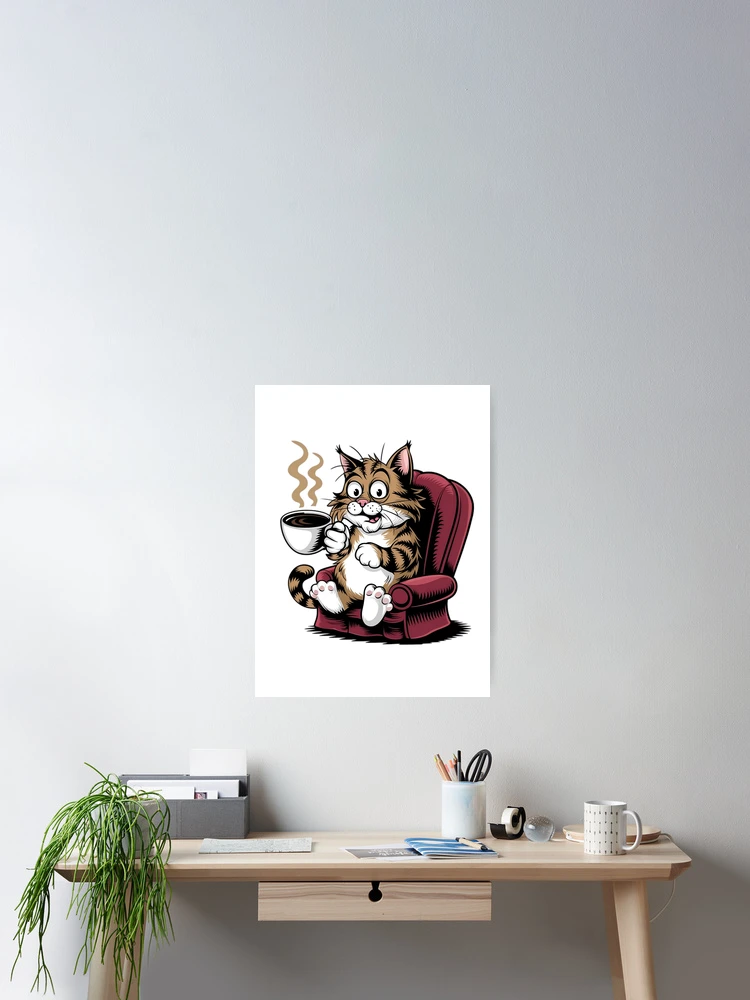 Thumbnail 2 of 3, Poster, Coffee Cat designed and sold by R3FDesign.