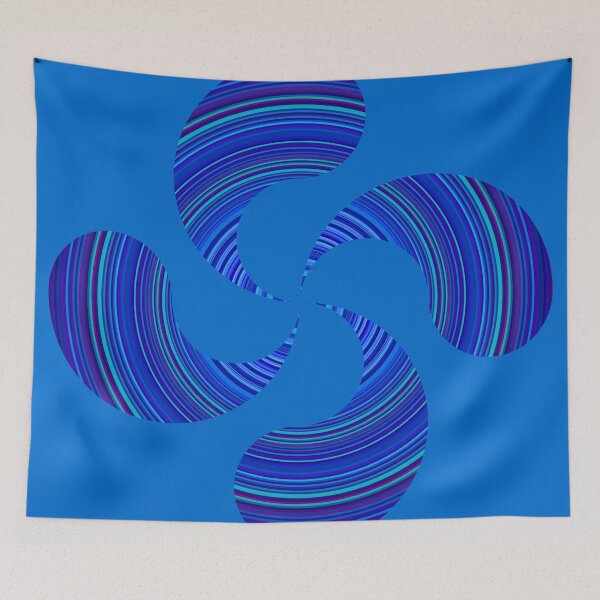 Item preview, blue-coloured lauburu designed and sold by Javier Arizabalo Garcia.