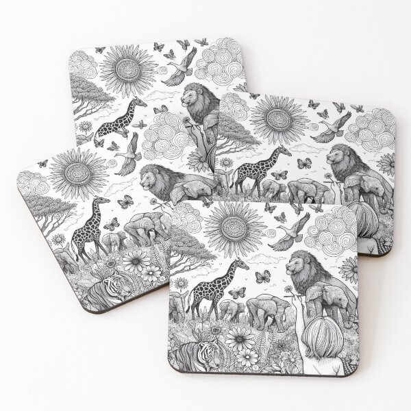 Item preview, Animal Kingdom Diverse Wildlife Line Art designed and sold by choder61.
