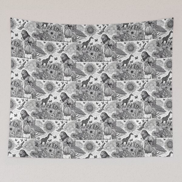 Item preview, Animal Kingdom Diverse Wildlife Line Art designed and sold by choder61.