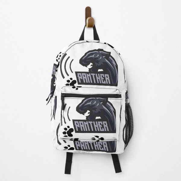 Item preview, A black jaguar roars with footprints beneath it designed and sold by Rainbow Paws Garden.