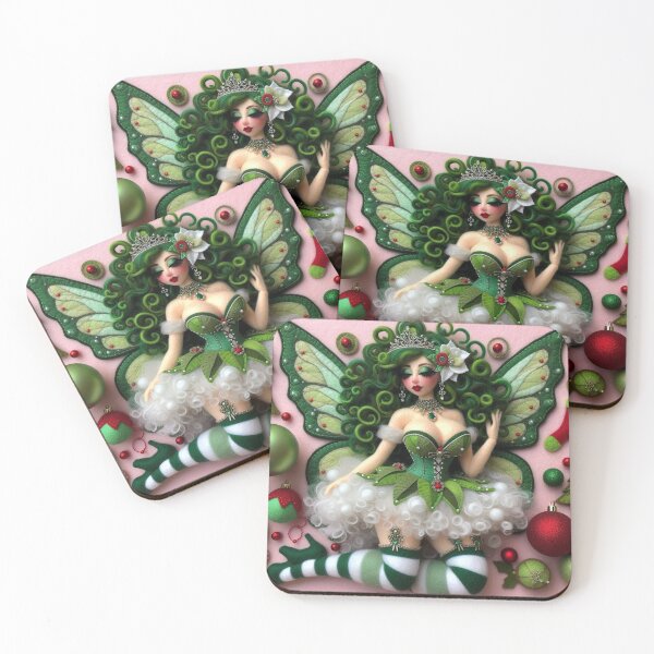 Item preview, Christmas Burlesque Fairy with Ornaments designed and sold by FairytalePress.