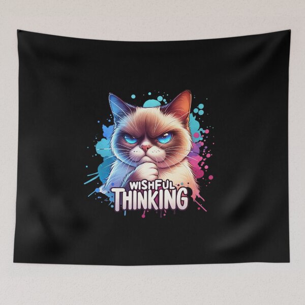 Item preview, "Wishful Thinking" – Sarcastic Cat Illustration for T-Shirts, Mugs, Stickers & More designed and sold by artedigital99.