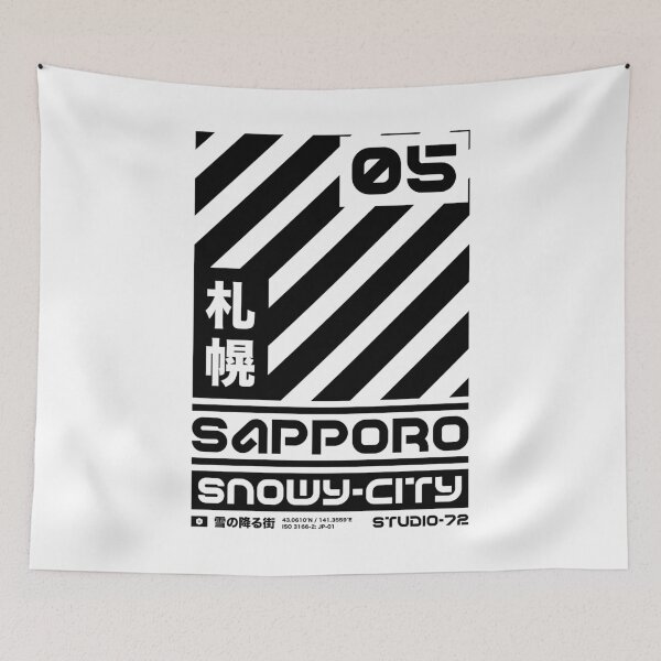 Item preview, Sapporo Japan: Cyber-City Graphic Design (Black) designed and sold by STUDIO-72.