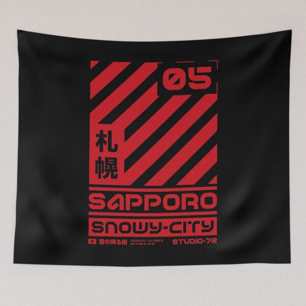 Item preview, Sapporo Japan: Cyber-City Graphic Design (Red) designed and sold by STUDIO-72.